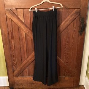 SPANX TUMMY TUCK PANT Black Wide Leg hi waist medium stretch pant execellent.